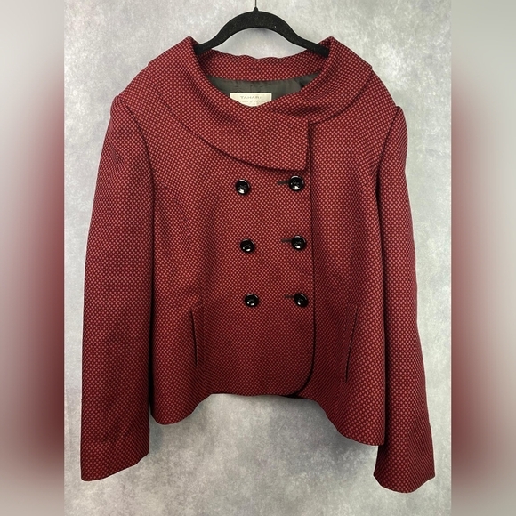 TAHARI Blazer Womens 18 Cropped Jacket Red  Polka Dot Lining Classic Career‎ - Picture 2 of 8